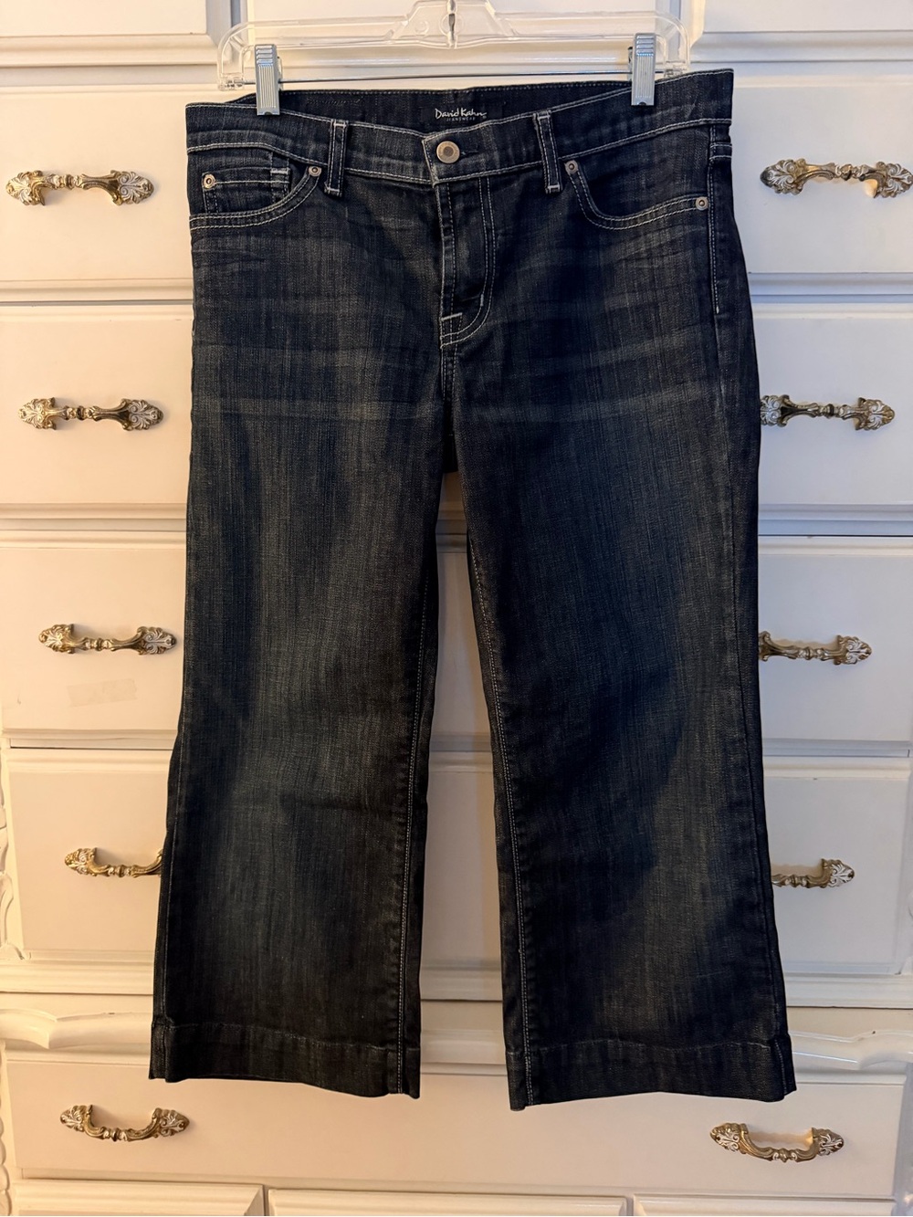 David Kahn Dark Wash Cropped Flare Trouser Jeans - Size 29